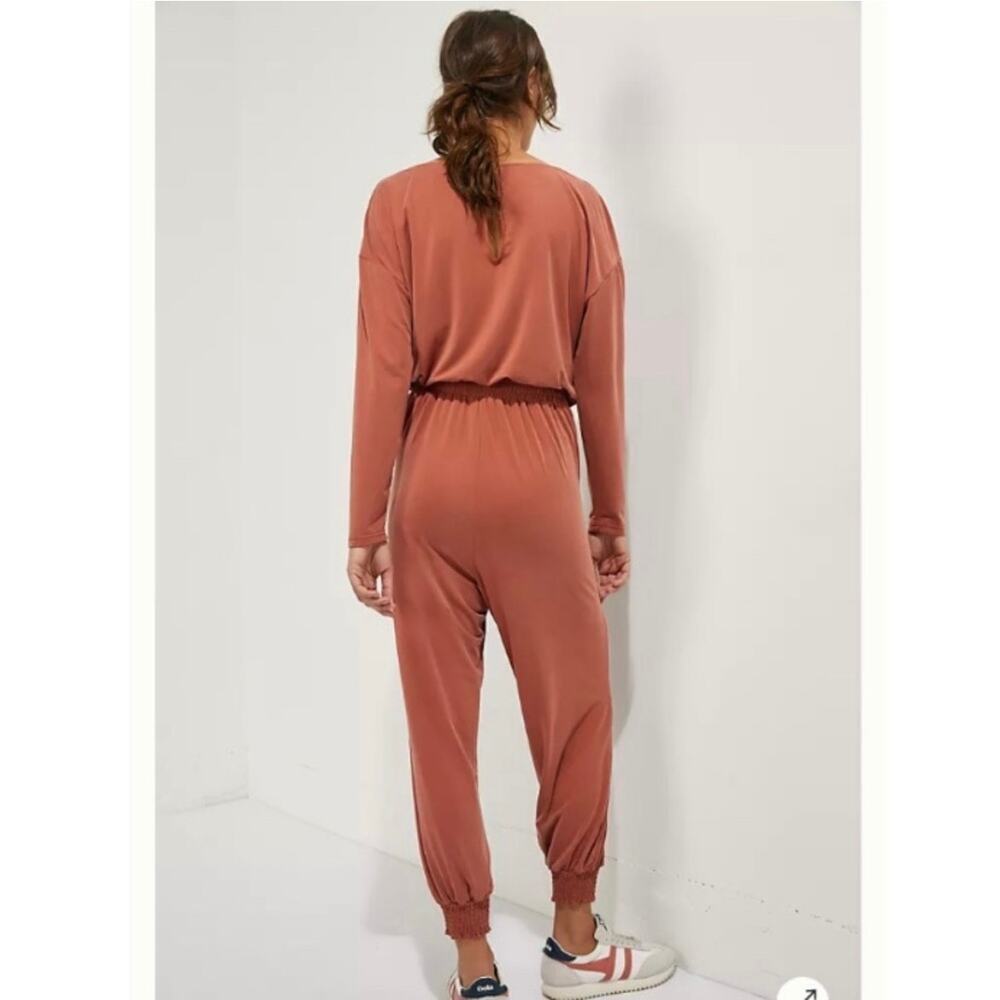 Anthro Saturday Sunday Dylan Jumpsuit Cowlneck Terracotta Rust Orange Medium - Picture 3 of 12